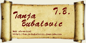 Tanja Bubalović vizit kartica